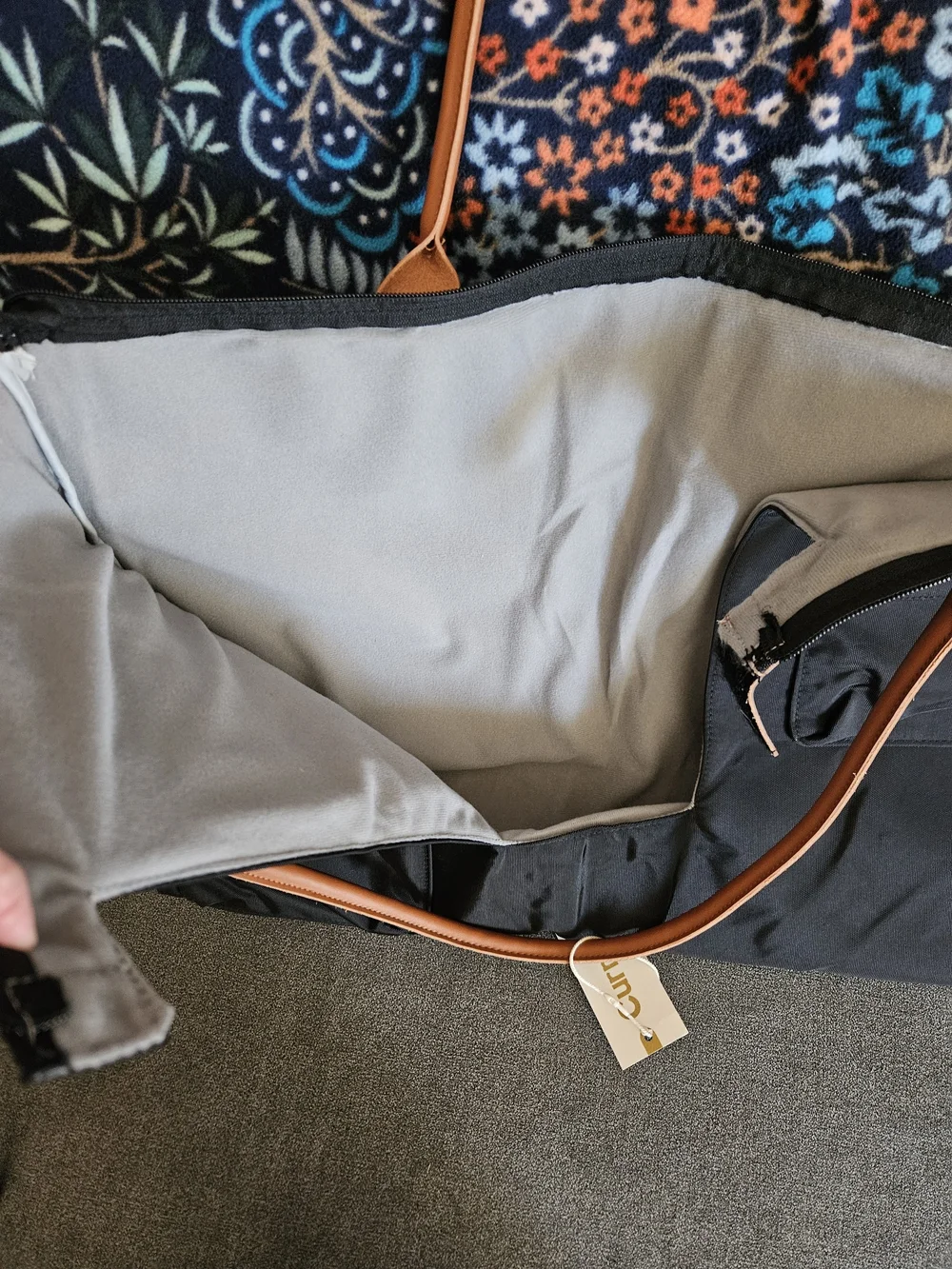 Black Laptop Tote Bag with Brown Handles